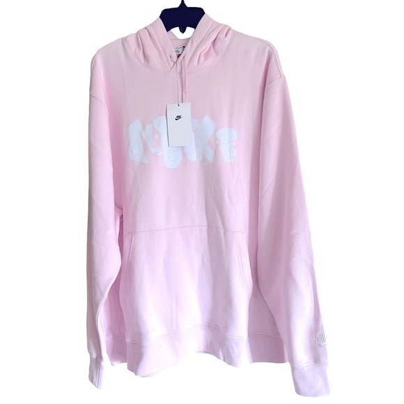 NIKE CLUB FLEECE GRAPHIC PULLOVER Hoodie Pink Size XXL…NWT - Picture 2 of 10